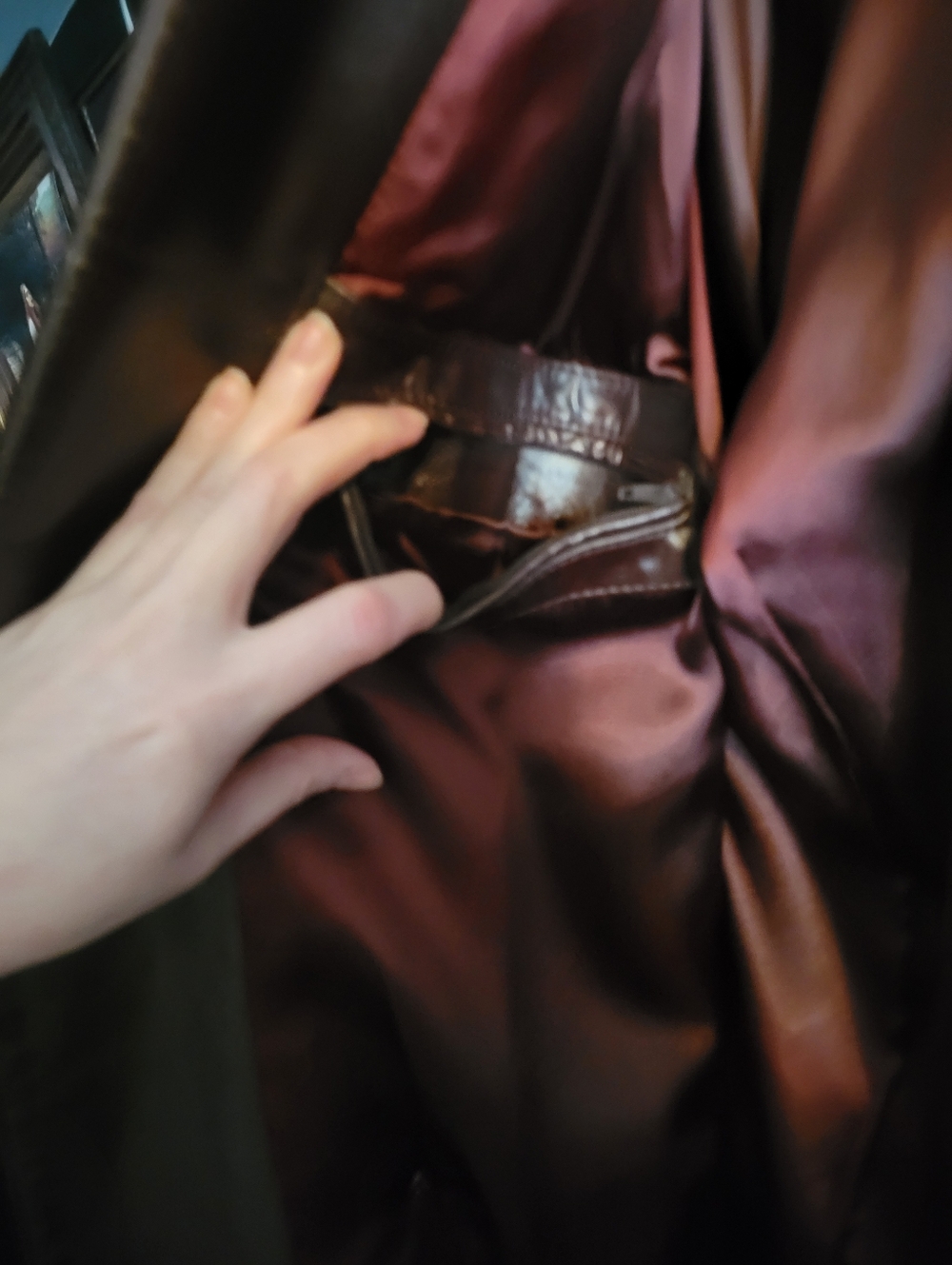 Vintage Burgundy Leather Trench Coat - Picture 3 of 14